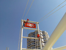 Abseilers working on British Rail painting