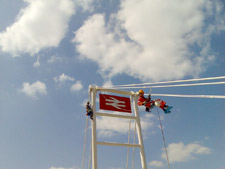 Abseilers working on British Rail painting