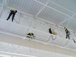 Hiline Abseiling removing dust in the above a swimming pool